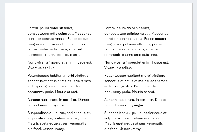 Page orientation options in Word